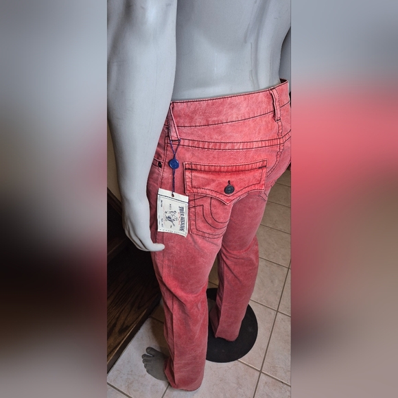 True Religion Men's Slim Jeans in Faded Coral - Picture 11 of 14